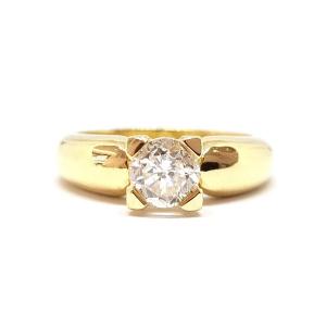 Solitaire Engagement Diamond 18 Carats Yellow Gold