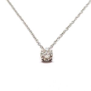 18k White Gold Diamond Solitaire Necklace
