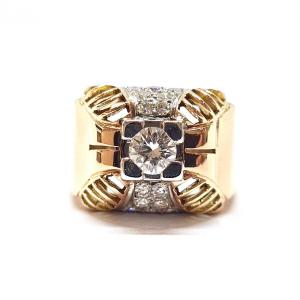 Bague Tank Diamants Or Jaune 18 Carats & Platine