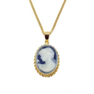 Vintage Cameo 18k Yellow Gold Necklace