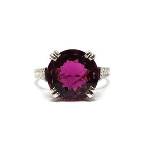 Bague Rhodolite Diamants Platine