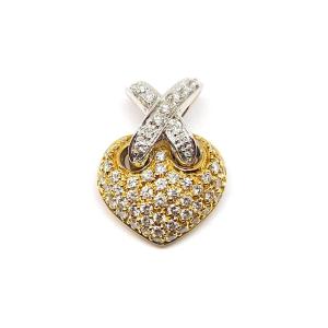 Two 18k Gold Diamond Heart Pendant