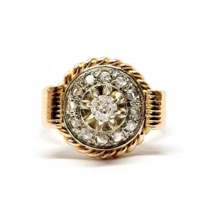 Vintage Diamond Ring 18k Yellow Gold
