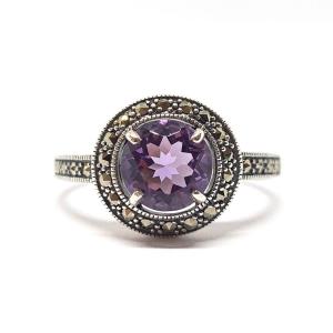 Bague Argent 925 Et Améthyste S&G - Taille 57 - Vert Pale - Sans Emballage