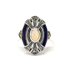 Bague Opale émail Argent 925/1000