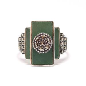 Bague Jade Vert Argent 925/1000