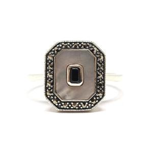 Bague Nacre Onyx Argent 925/1000