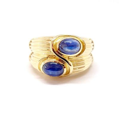 Antique 18k Yellow Gold Cabochon Sapphires Ring