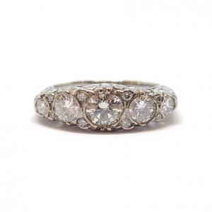 Old Garter Ring 18k White Gold Diamonds