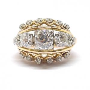 Bague Vintage Or Jaune 18 Carats Diamants