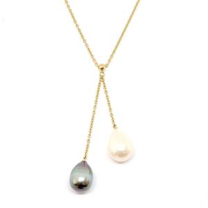 18k Yellow Gold Beads Asymmetrical Necklace