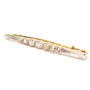 Vintage 18k Yellow Gold Diamond Brooch