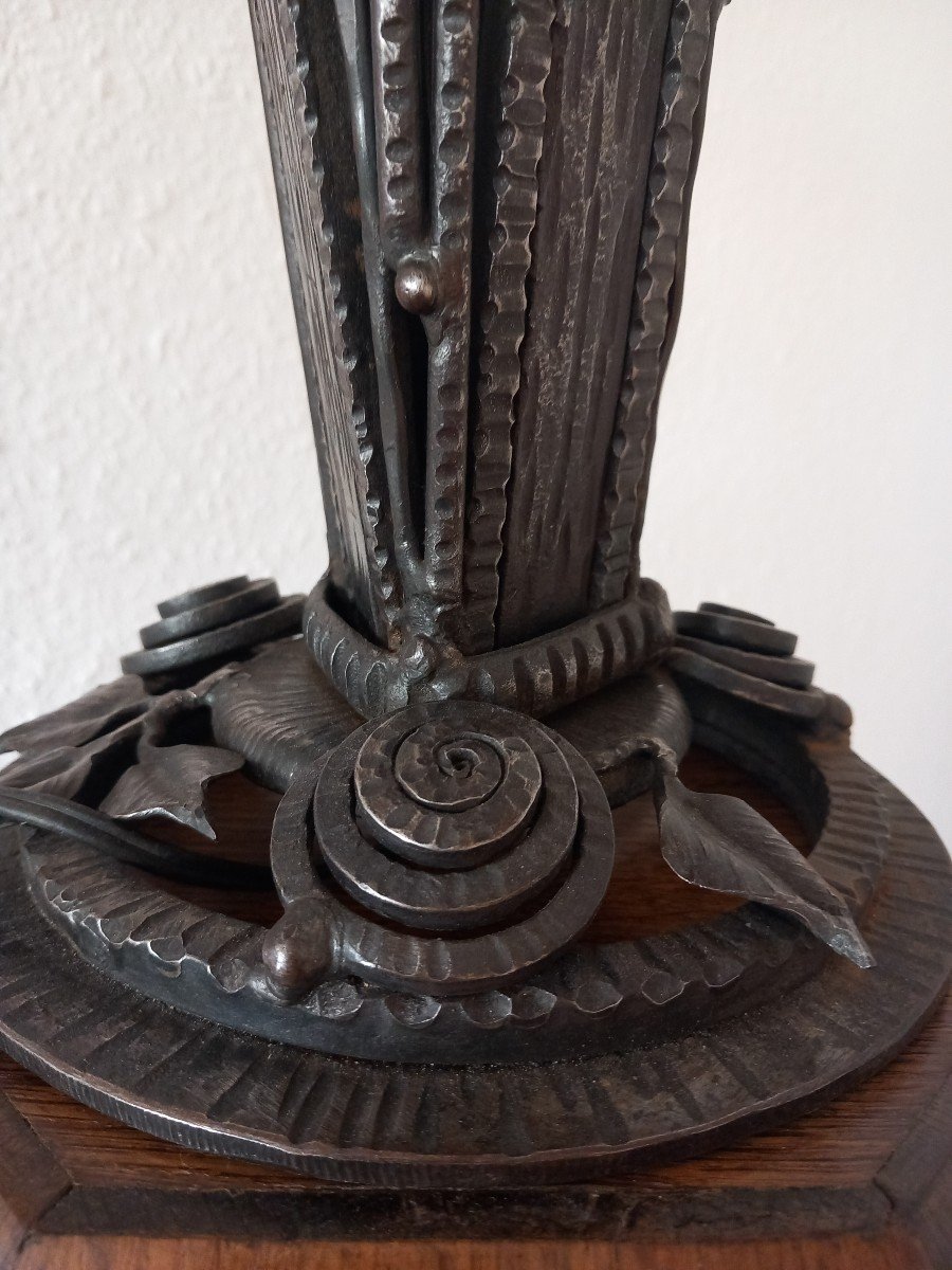 Rare Edgar Brandt And Daum Nancy Lamp-photo-3