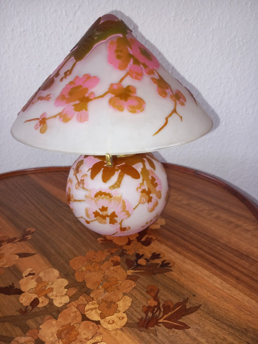 Lampe Gallé Décor Cerisiers  Du Japon-photo-3