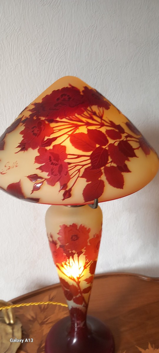 Gallé lampe aux roses-photo-2