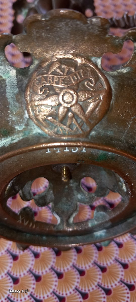"carpe Diem" Candlestick, Ernest Georg Zimmermann Foundry, 19th Century, 1842, Freemasons-photo-3