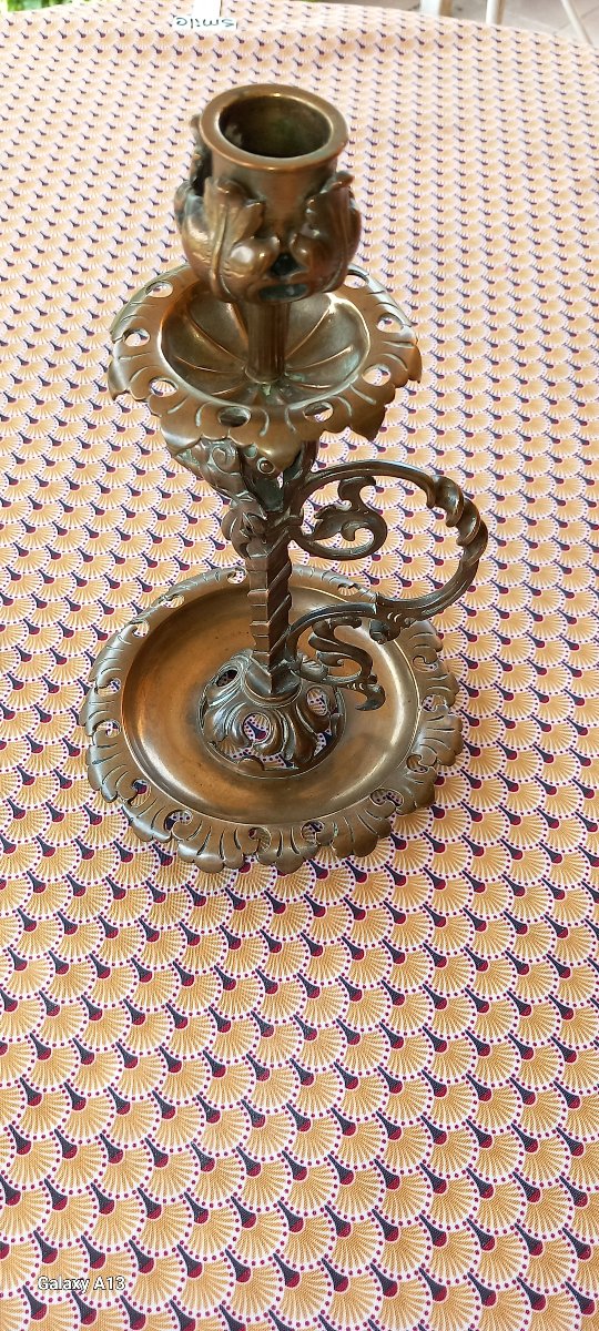 "carpe Diem" Candlestick, Ernest Georg Zimmermann Foundry, 19th Century, 1842, Freemasons-photo-1