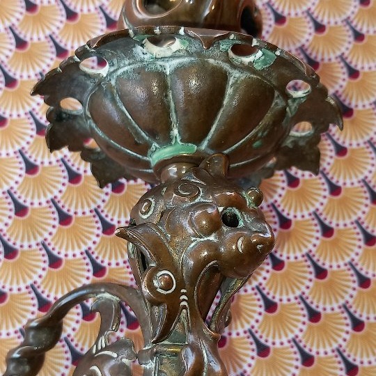 "carpe Diem" Candlestick, Ernest Georg Zimmermann Foundry, 19th Century, 1842, Freemasons-photo-3