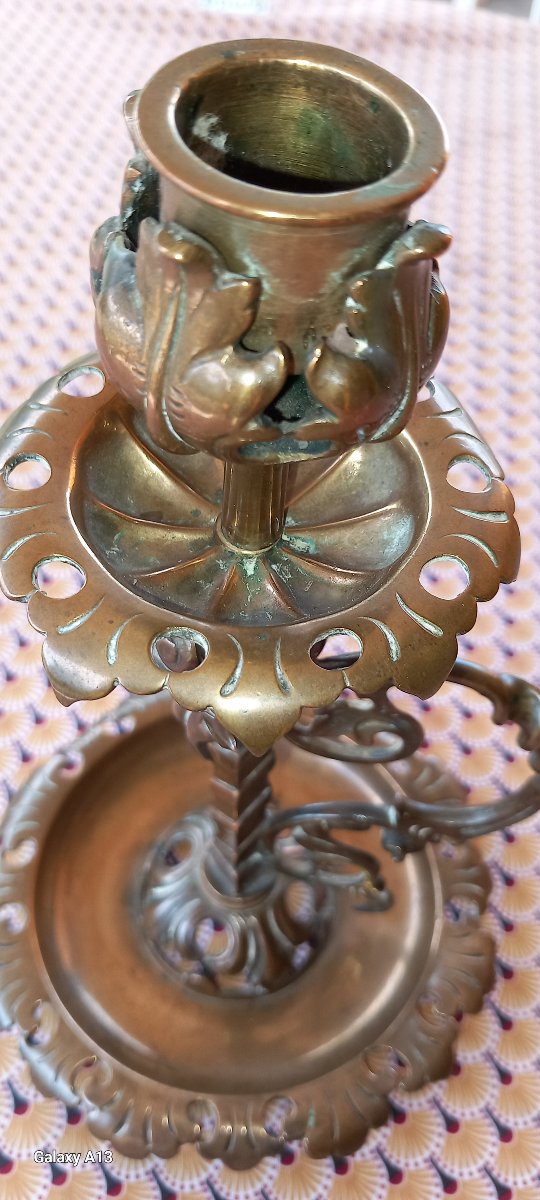 "carpe Diem" Candlestick, Ernest Georg Zimmermann Foundry, 19th Century, 1842, Freemasons