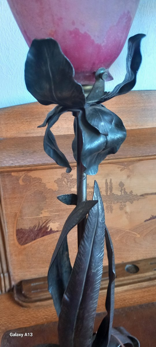 Daum Nancy, Wrought-iron Base Attributed To Jean Keppel, Nancy-photo-3