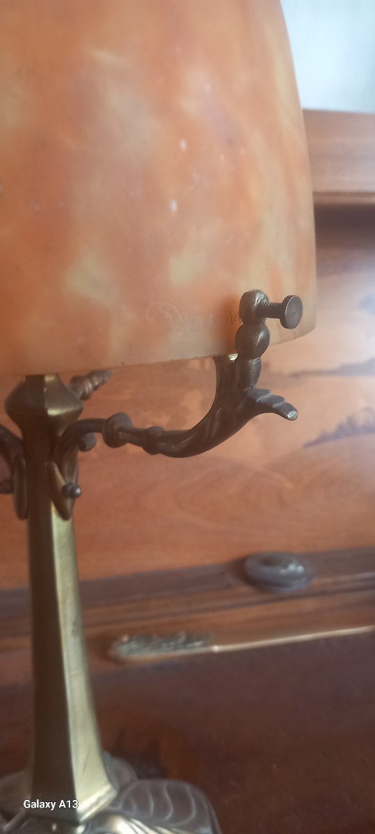 Daum Nancy Lamp, Signed Daum, Bronze, P. Lucas-photo-2