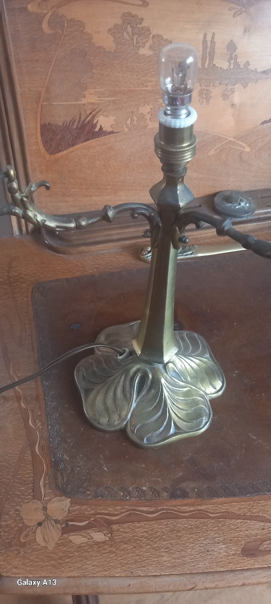 Daum Nancy Lamp, Signed Daum, Bronze, P. Lucas-photo-3