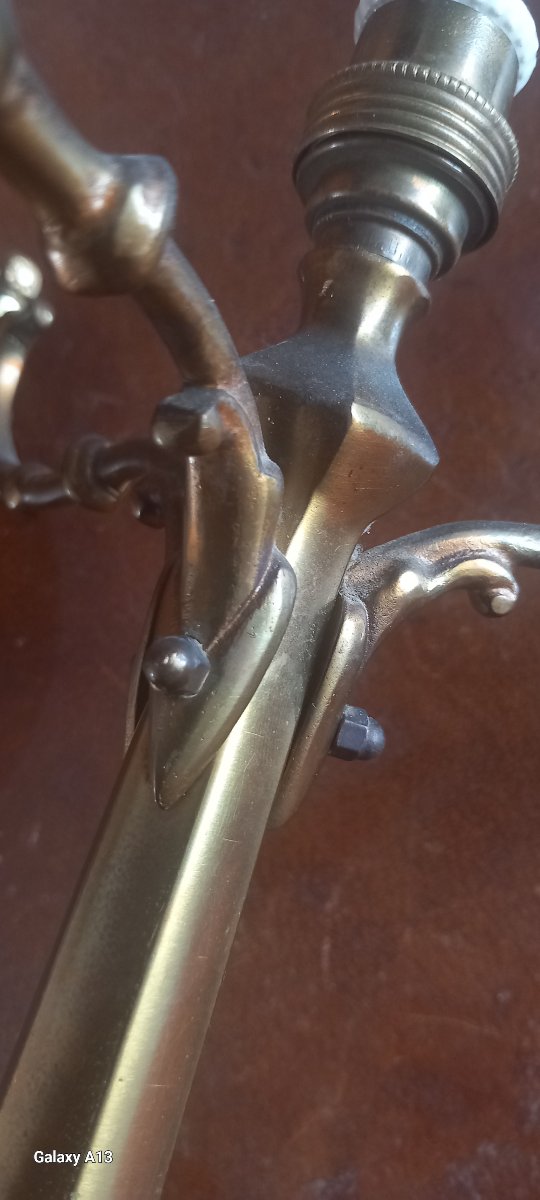 Daum Nancy Lamp, Signed Daum, Bronze, P. Lucas-photo-6