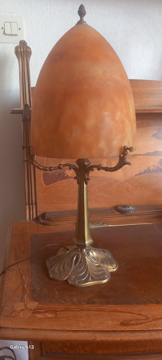 Daum Nancy Lamp, Signed Daum, Bronze, P. Lucas