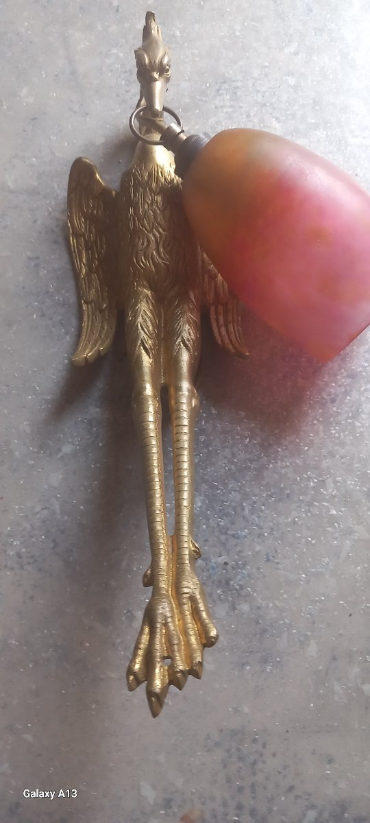 Daum Nancy applique en bronze héron .-photo-4