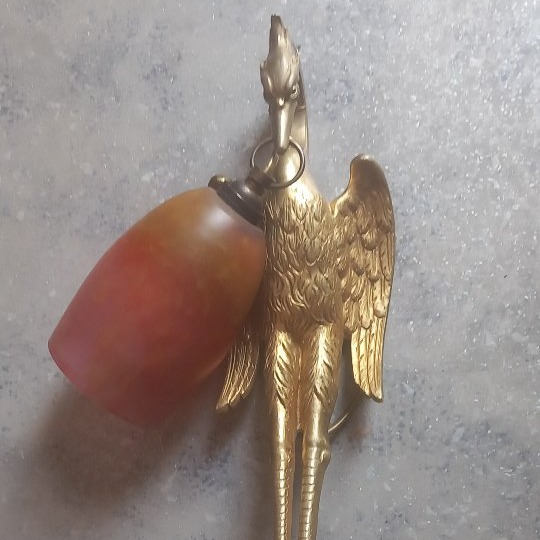 Daum Nancy applique en bronze héron .
