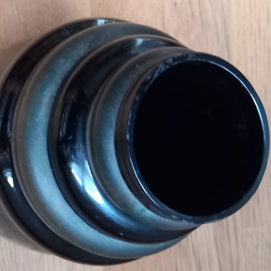 Art Deco Vase By Paul Heller, Made Of Black Hyalite Glass, From Verrerie De Rupel, Boom, Belgium-photo-3