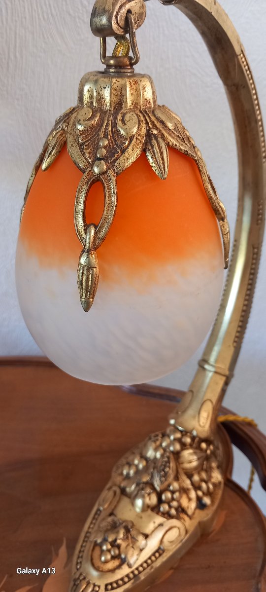 Le Verre Français Charder Schneider C.Ranc lampe bronze-photo-3