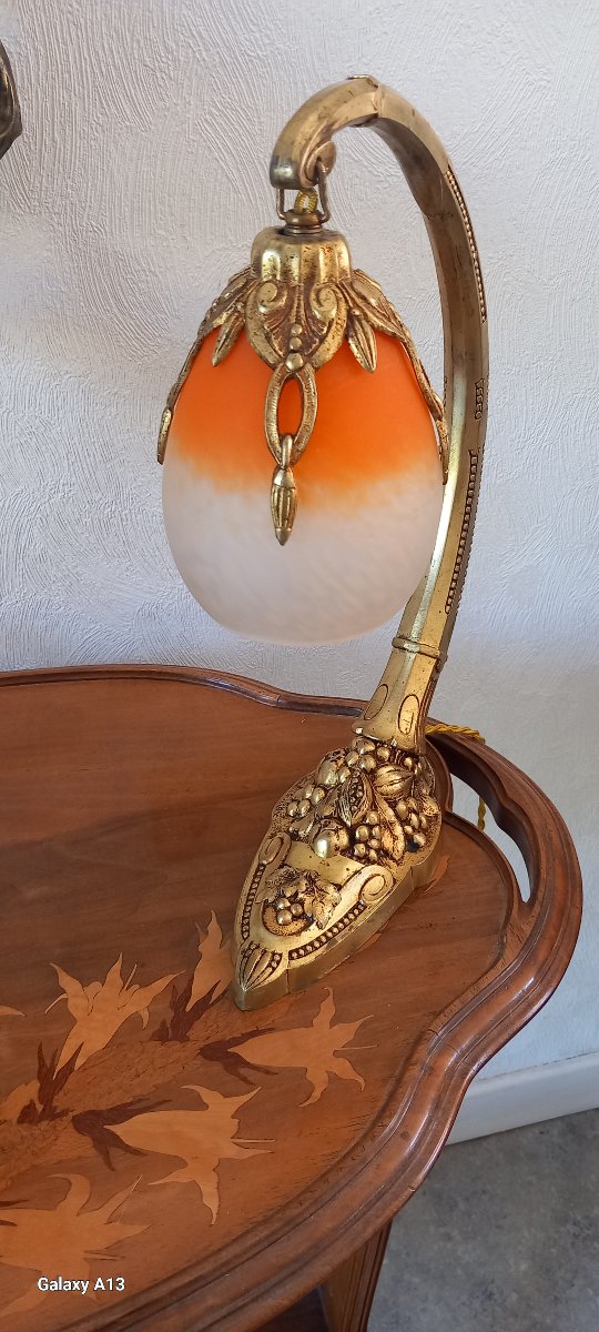 Le Verre Français Charder Schneider C.Ranc lampe bronze-photo-6