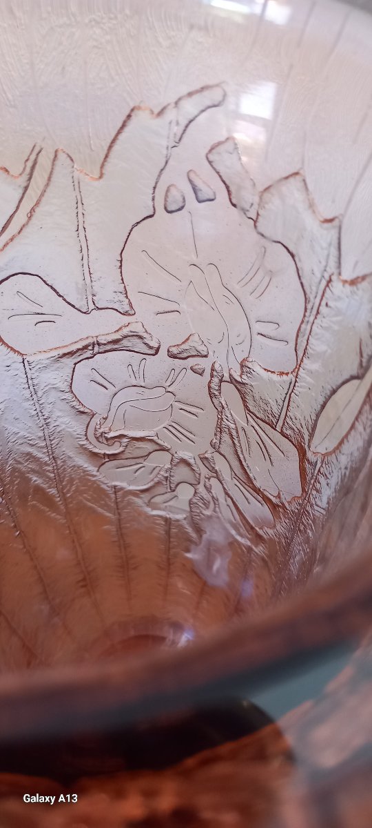 Schneider Le Verre Français Charder Art Deco Vase With Acid Etching-photo-2