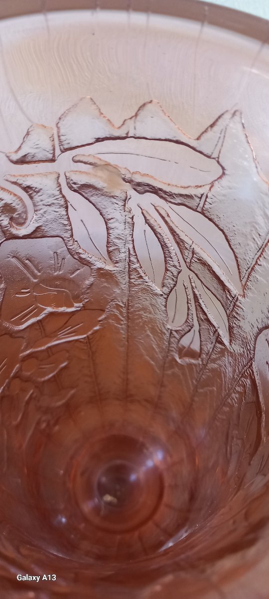 Schneider Le Verre Français Charder Art Deco Vase With Acid Etching-photo-3