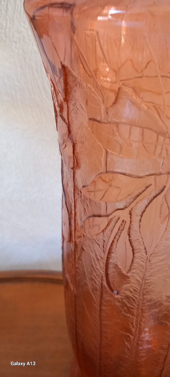 Schneider Le Verre Français Charder Art Deco Vase With Acid Etching-photo-2
