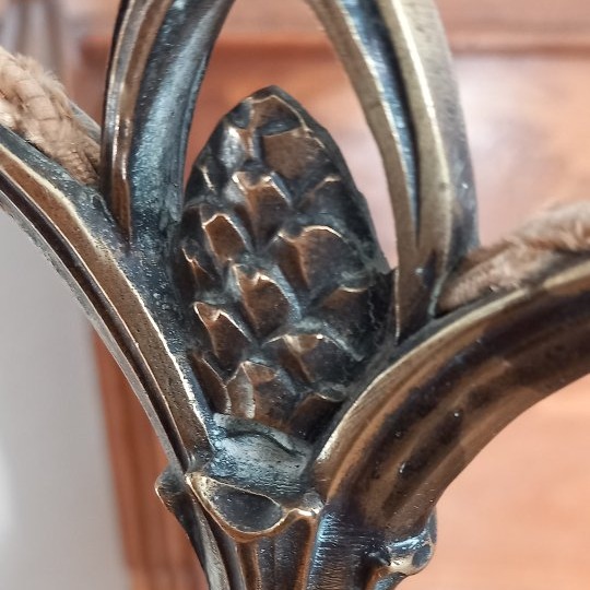 Louis Majorelle Art Nouveau Bronze Lamp Base With Pine Cone Design-photo-5