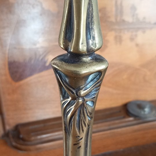 Louis Majorelle Art Nouveau Bronze Lamp Base With Pine Cone Design-photo-7