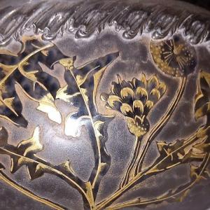 Daum victor Saglier coupe gravure acide , métal argnté