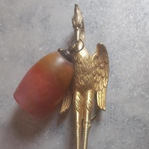 Daum Nancy applique en bronze héron .