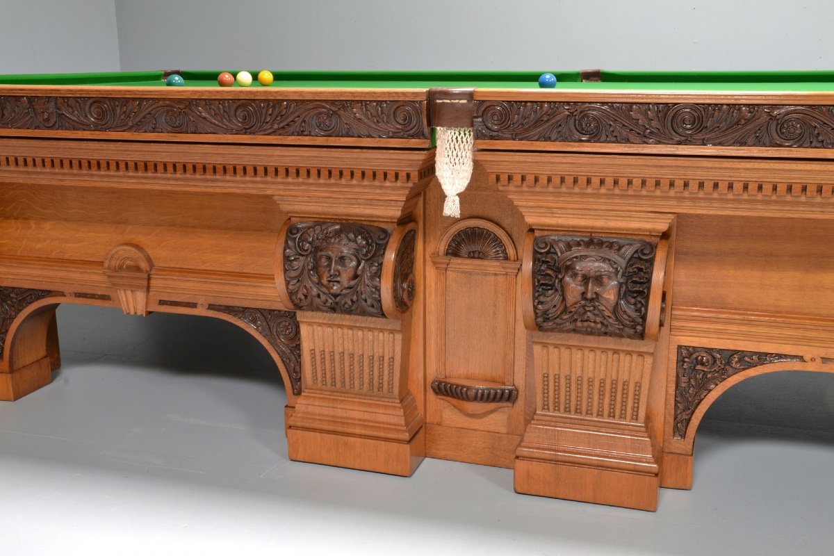 Antique Billiard / Billiard Or Snooker Table Magnificent Exhibition Quality-photo-2