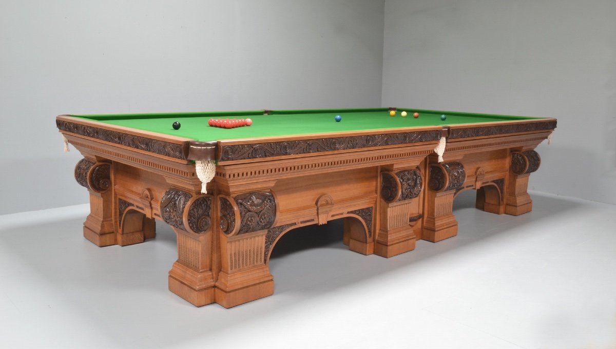 Antique Billiard / Billiard Or Snooker Table Magnificent Exhibition Quality