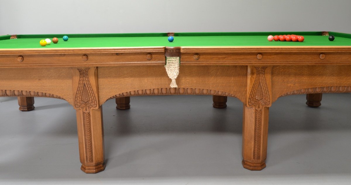 Antique Billiard Table, Billiards Or Art Nouveau Snooker-photo-2