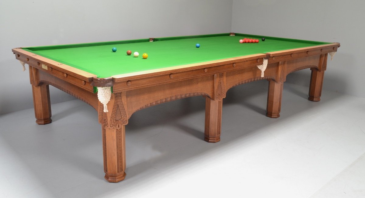 Antique Billiard Table, Billiards Or Art Nouveau Snooker-photo-1