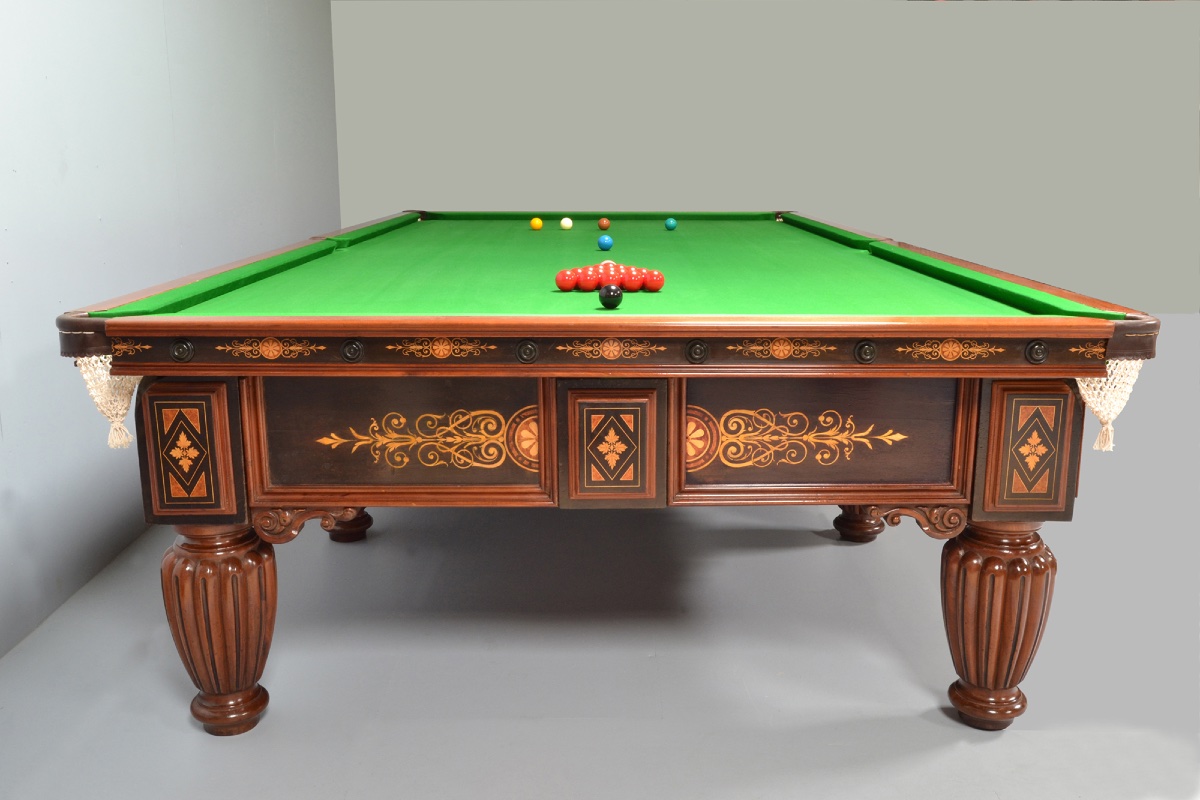 TABLE DE BILLARD OU DE SNOOKER ANCIENNE AVEC DÉCORATION ORNÉE-photo-2