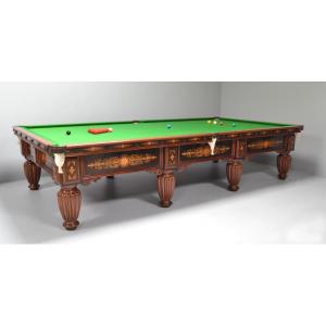 TABLE DE BILLARD OU DE SNOOKER ANCIENNE AVEC DÉCORATION ORNÉE