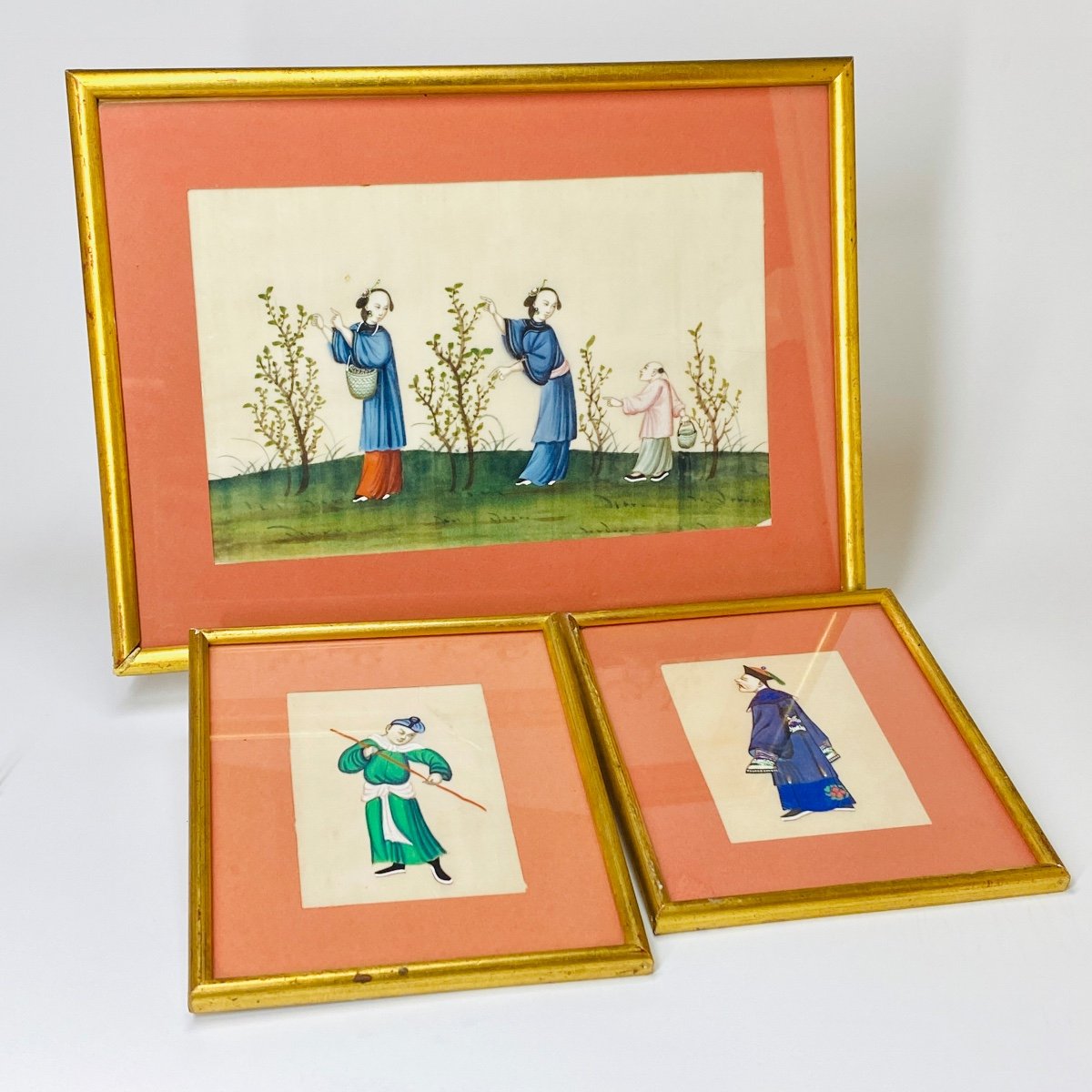 Four Pretty Canton Gouaches - Nineteenth Century-photo-2