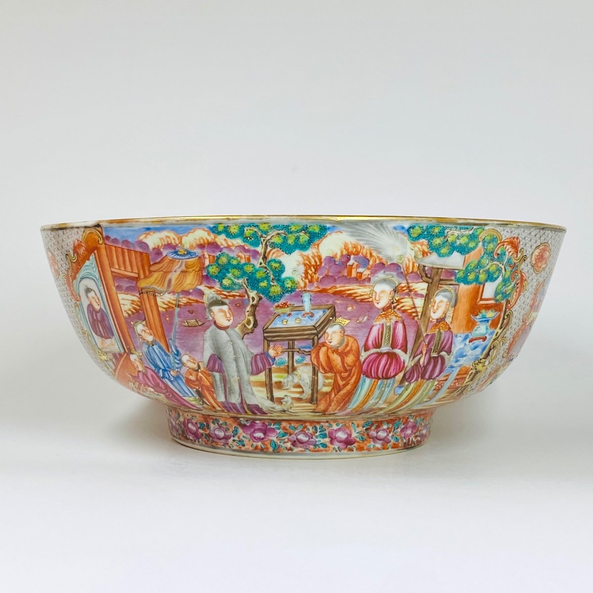 Chine - Bol à punch en porcelaine de la compagnies des Indes - Époque Qianlong 1736-1795-photo-3