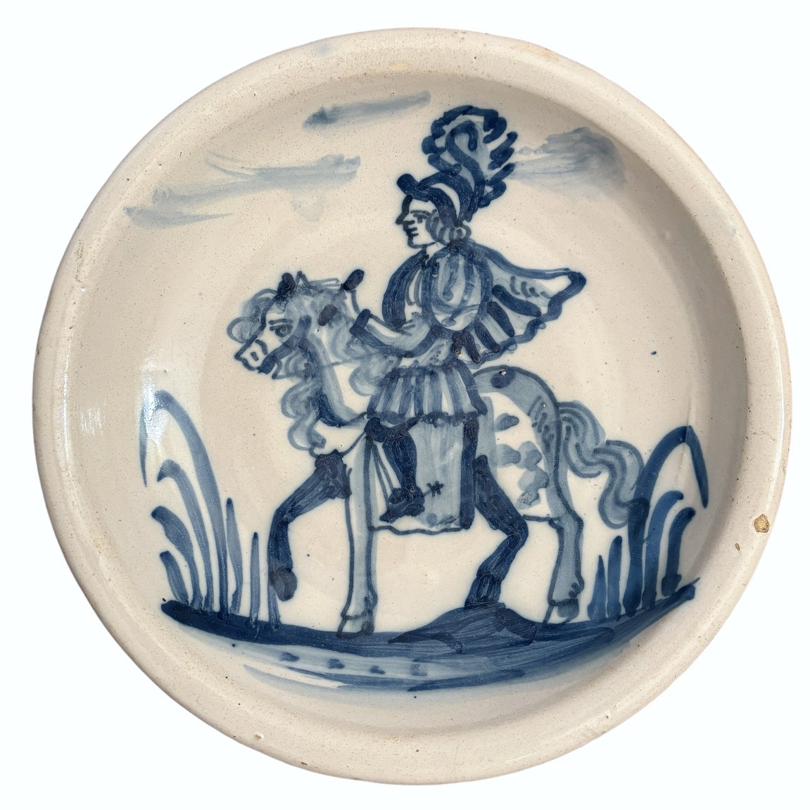 Two Earthenware Dishes Decorated With Horsemen From Northern France - 18th Century-photo-4