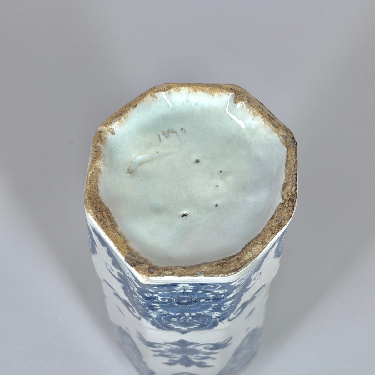 Vase rouleau en faïence de Lille ou Rouen - XVIIIe siècle-photo-2